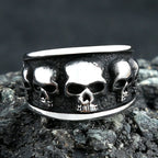 Vintage Gothic 316L Stainless Steel Biker Skull Ring For Men Cool Design Round Punk Skull Rings Fashion Jewelry Gift
