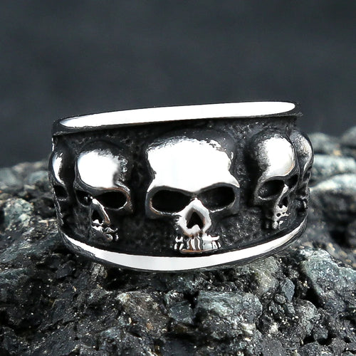 316L Stainless Steel Vintage Gothic Skull Biker Ring