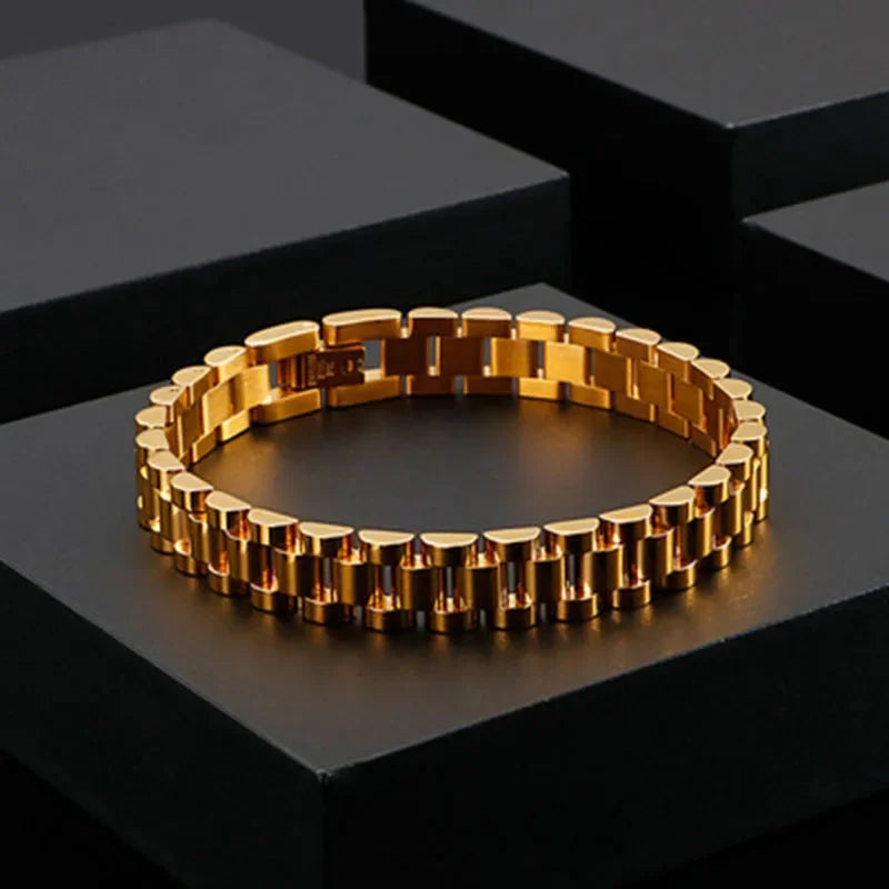 Gold Watchband Adjustable Chain Bracelet — Stainless Steel