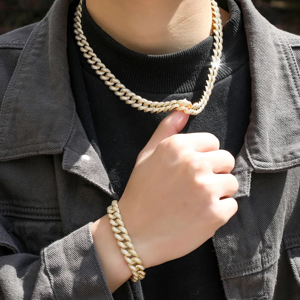 Bubble Cuban Link Bracelet 8mm — CZ Accents, Silver-Tone