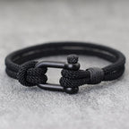 Hiphop Men Stainless Steel Bracelet with Detachable Buckle Nautical Wrap Braclet Bilayer Thread Bicycle Braslet Armband Herren