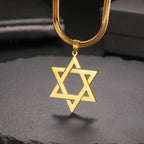 Star of David Snake Chain Necklace — Stainless Steel