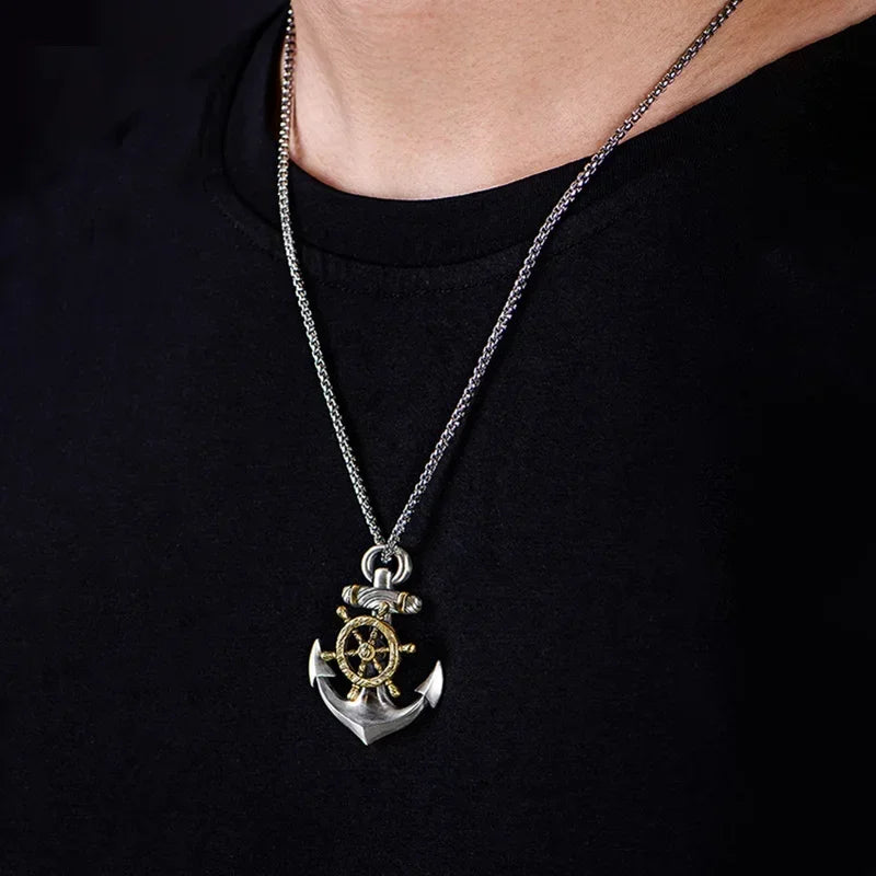 Nordic Ship Rudder Anchor Pendant — Stainless Steel