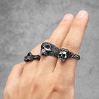 Rose Skull Ring Black — Stainless Steel