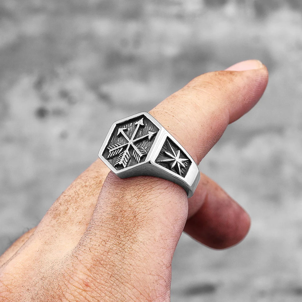 Arrow of Eros Stainless Steel Mens Rings Unique Charm Punk for Couple Male Boyfriend Biker Jewelry Creativity Gift