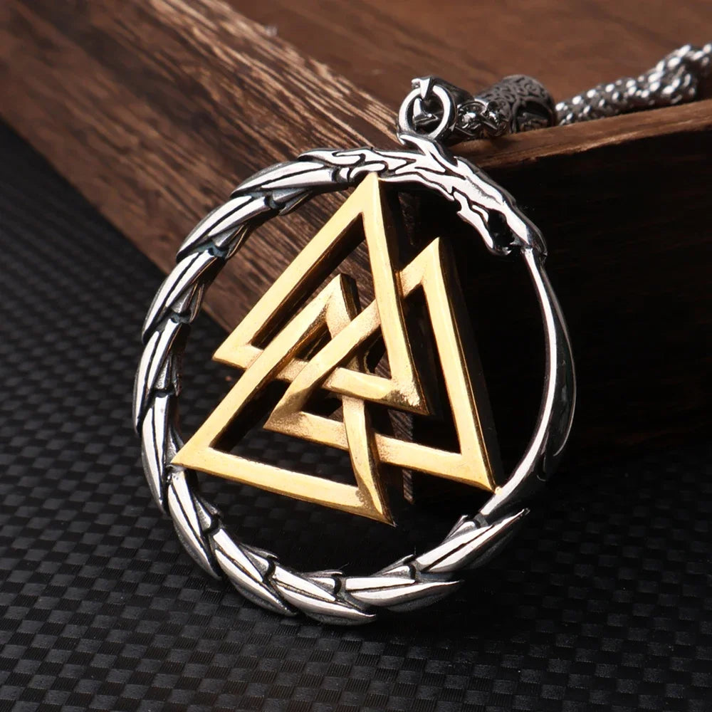 Viking Ouroboros Dragon Necklace — Stainless Steel