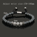 Luxury Natural Hematite Stone Beads CZ Ball Charms Man Bracelet For Women Hand Jewelry Gift For Boy