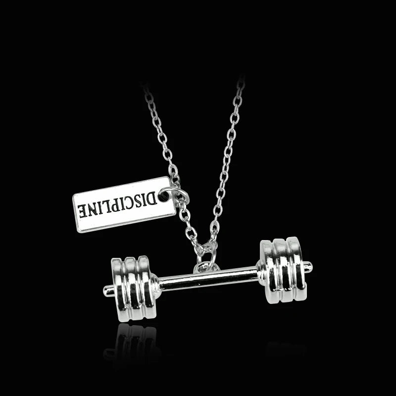 Weight Plate Dumbbell Pendant — Stainless Steel