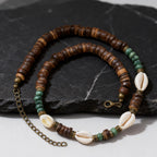 Coconut Shell Beaded Surfer Necklace
