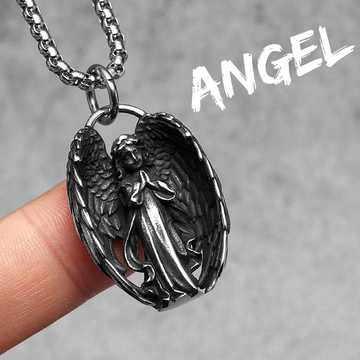 Angel Wing Pendant Necklace — Stainless Steel