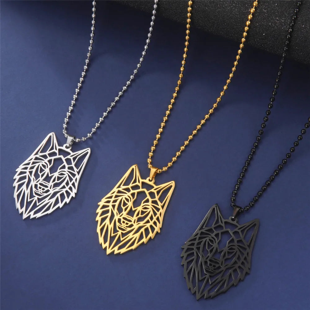 Skyrim Wolf Amulet Cut Out Pendant Necklace Men Women Stainless Steel Hip Hop Box Chain Necklaces Animal Jewelry Birthday Gift