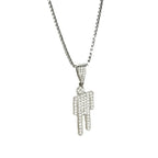 Tilt Head Person Zircon Pendant — Stainless Steel