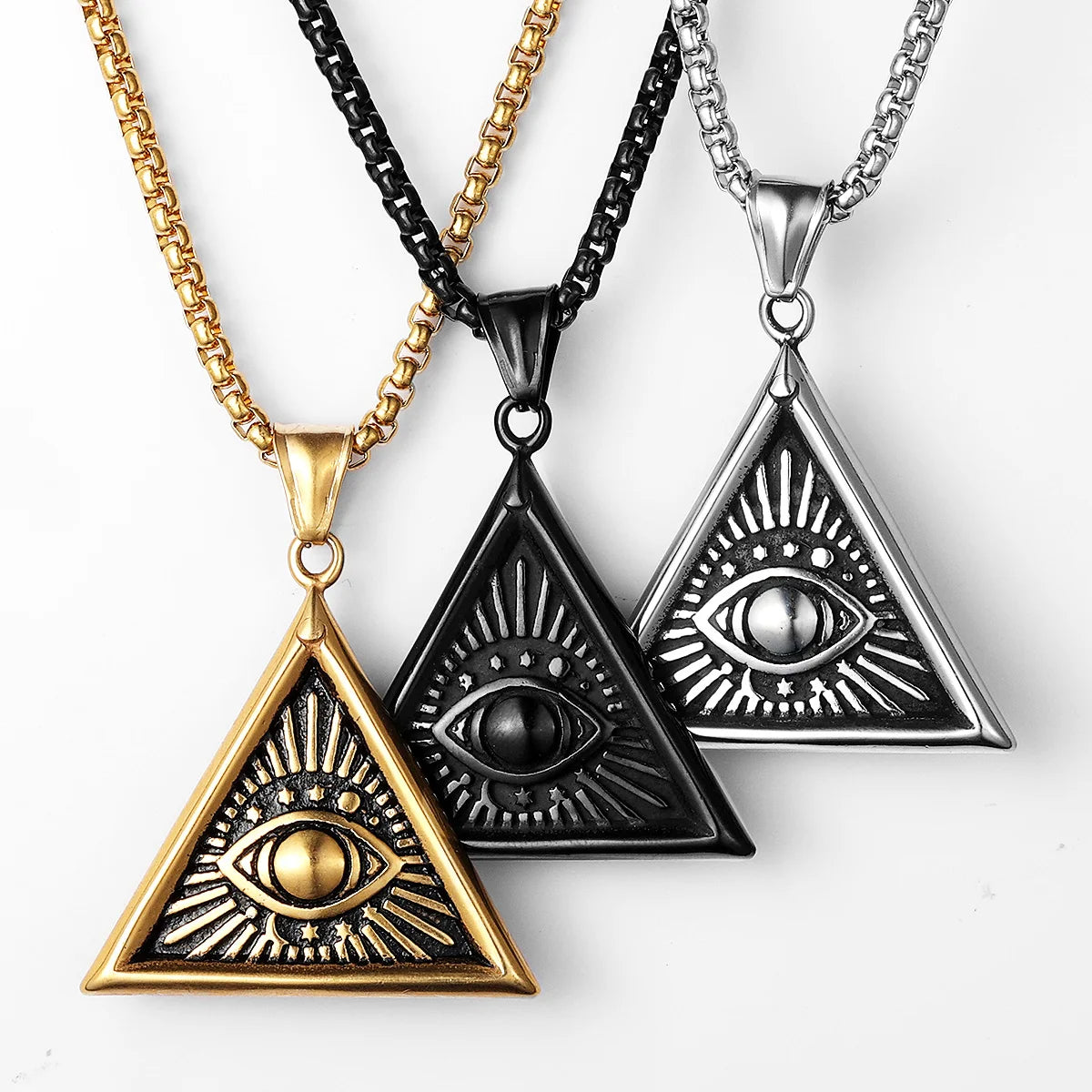 Masonic Eye Pendant Necklace — Stainless Steel