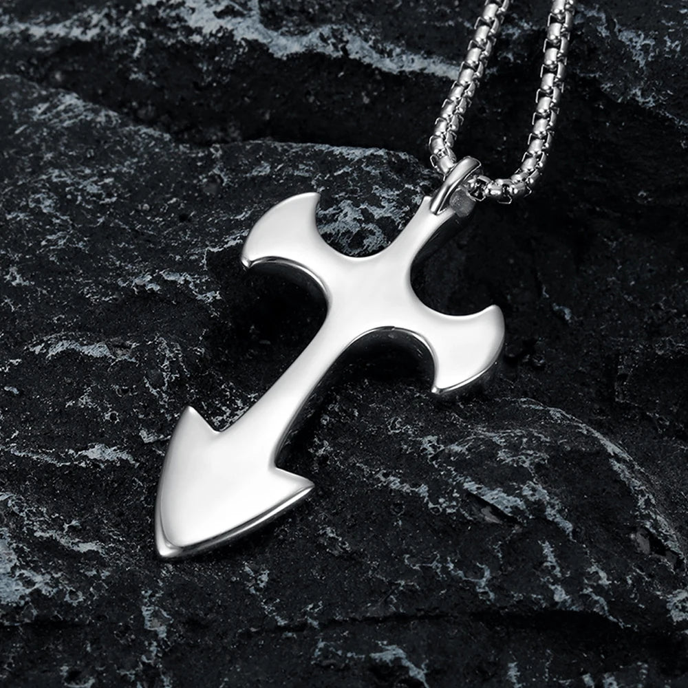 Vintage Punk Hip Hop Templar Knight Cross Pendants Necklaces For Men Women 316L Stainless Steel Fashion Jewerly Drop