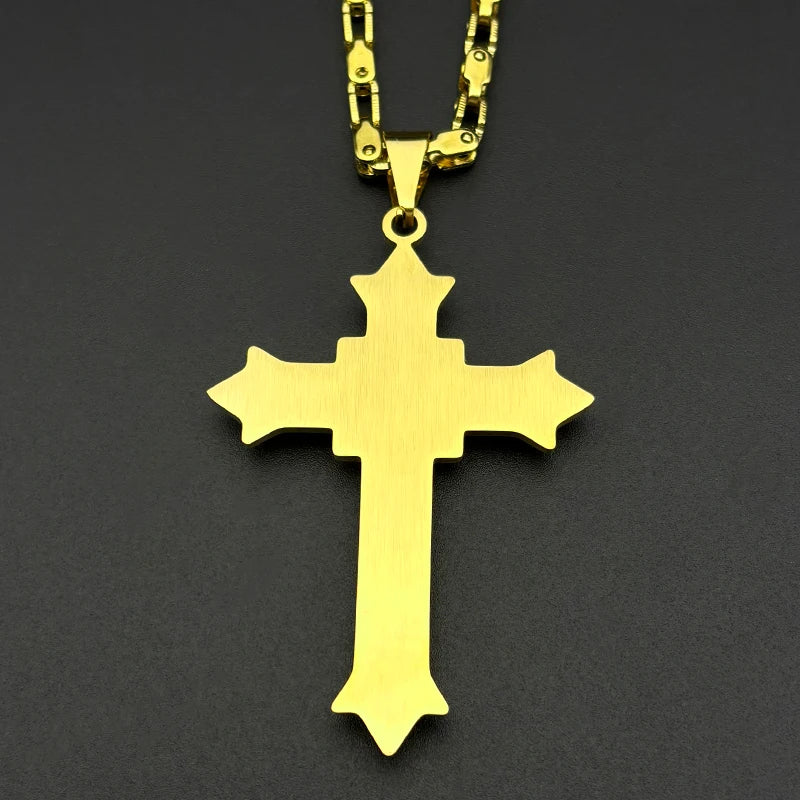 Simple Christian Cross Pendant Necklace Amulet — Stainless Steel