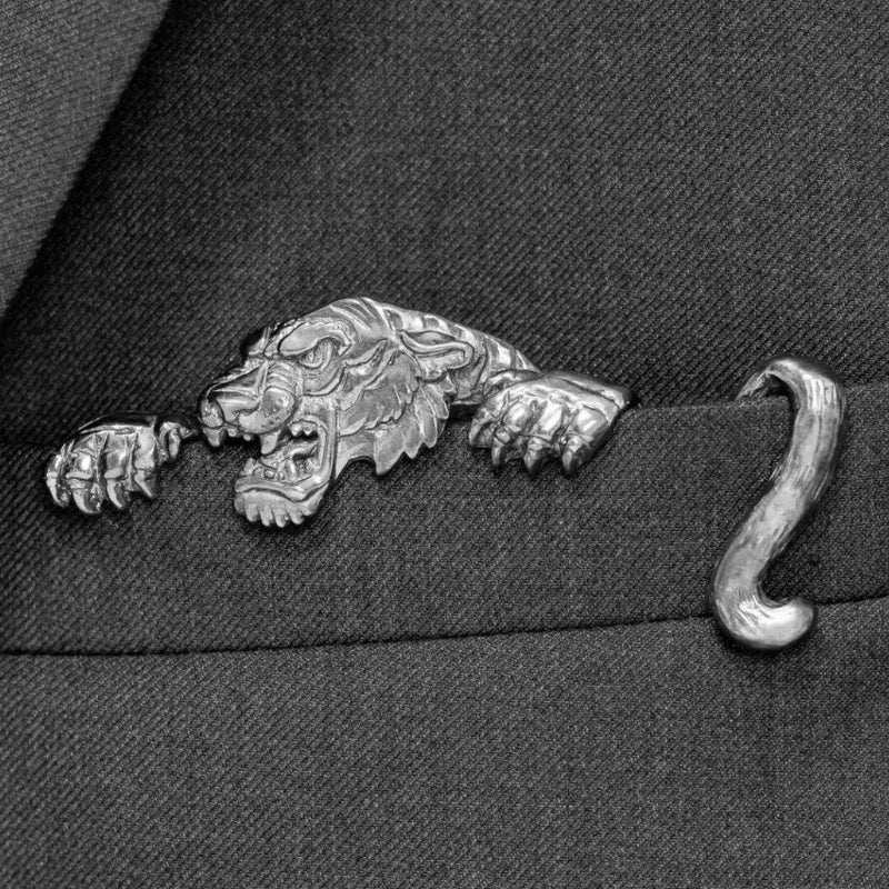 Metal pocket square vintage octopus crocodile men's suit new punk-style brooch heavy-duty accessory pin