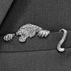 Metal pocket square vintage octopus crocodile men's suit new punk-style brooch heavy-duty accessory pin