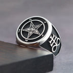 Pentagram Star Signet Ring — 925 Silver