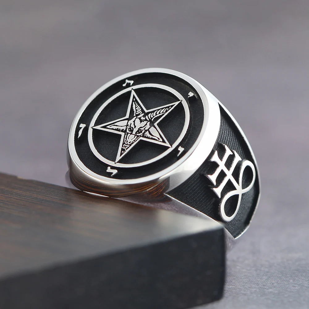 Pentagram Star Signet Ring — 925 Silver
