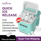 LOEFME 1.4L Ice Maker 12kg/24h Portable Ice Maker 6 Mins 9pcs Ice Cubes Self-Cleaning with Scoop for Home Cafes Camping