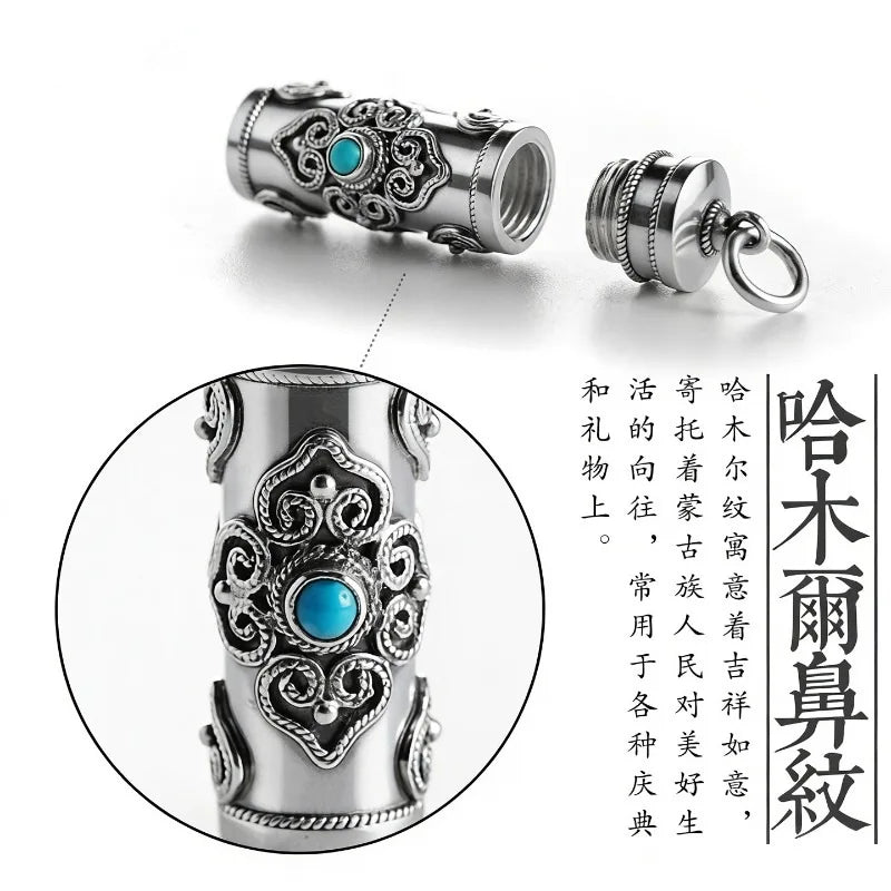 Ethnic Style Relief Vajra Pestle Necklace For Men Jewelry Blessing Gau Buddhist Scripture Box Pendant Male Choker