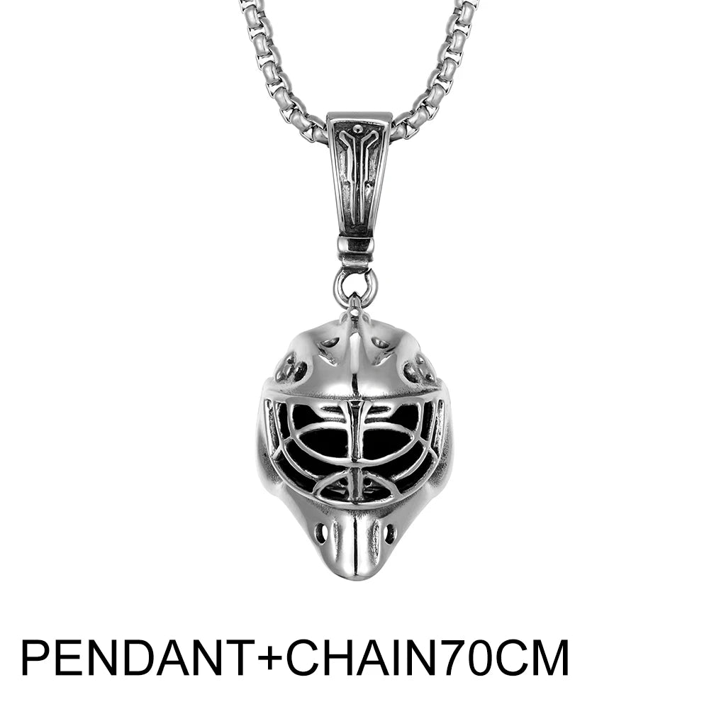 European and American Stainless Steel Knight Mask Pendant Retro Roman Men‘s and Women's Stainless Steel Helmet Pendant Necklace