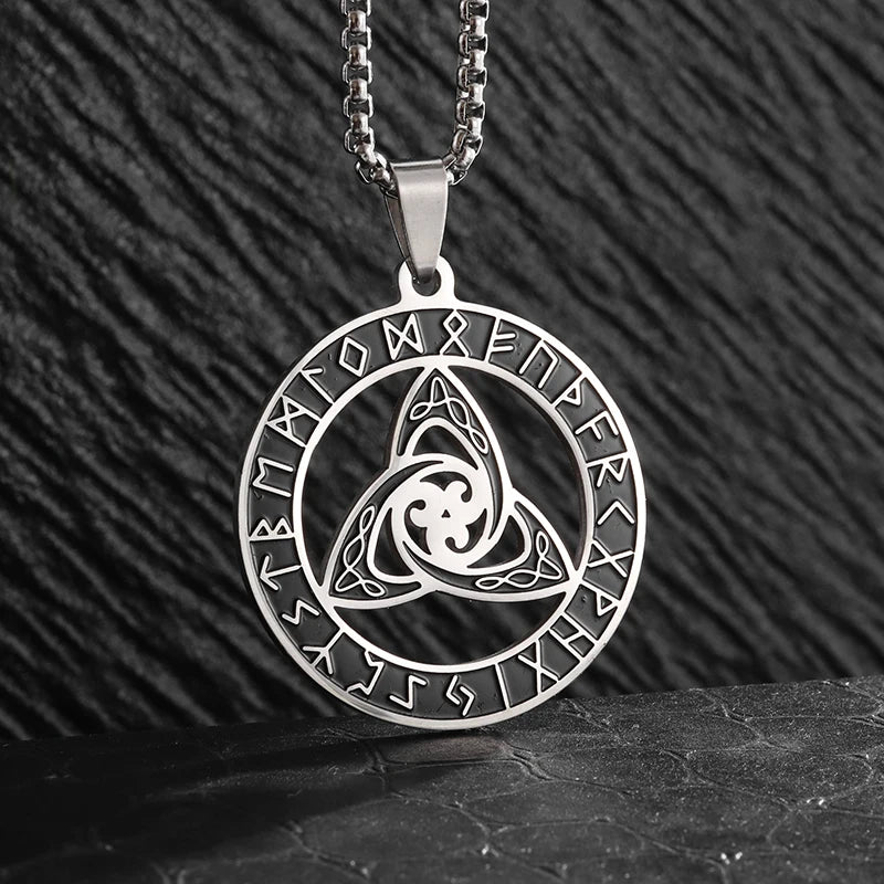 Celtic Witch Knot Pendant Necklace — Steel