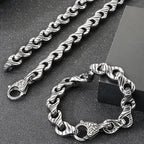 Vintage Solid Stainless Steel Handcuffs Style Link Chain Man Bracelet Necklace for Men Punk Rock Jewelry Accessory 1
