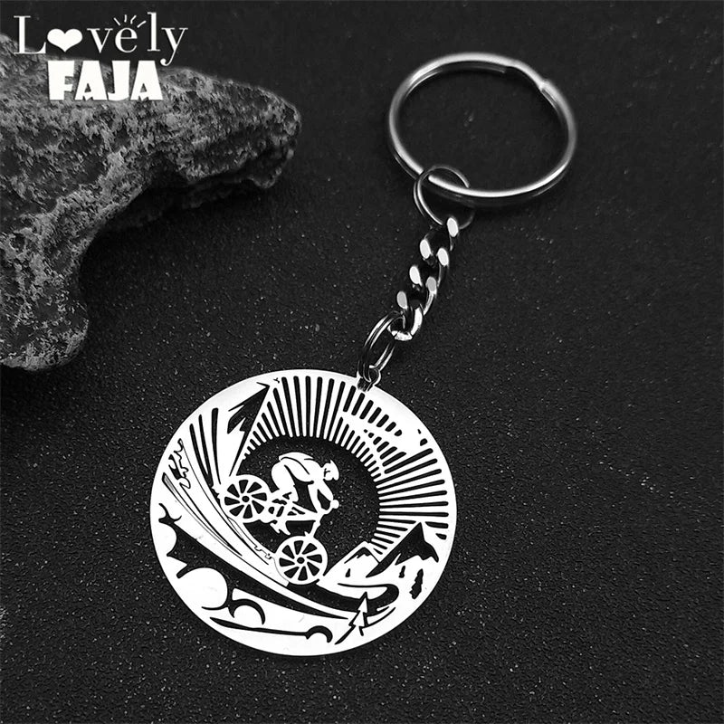 Key Steel Pendant Bicycle Sports Bikers Hollow