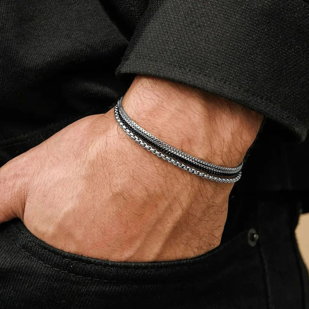 Box Chain Bracelet Set — Stainless Steel