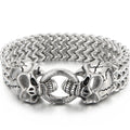 Massive Lion Skull Head Bracelet for Man Stainless Steel 18MM Wide Square Franco Chain Men's Bracelets Animal Wrist