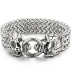 Massive Lion Skull Head Bracelet for Man Stainless Steel 18MM Wide Square Franco Chain Men's Bracelets Animal Wrist
