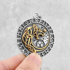 Norse Mythology Viking Wolf Necklaces Men Stainless Steel Viking Runes Vegvisir Amulet Pendant Scandinavian Vintage