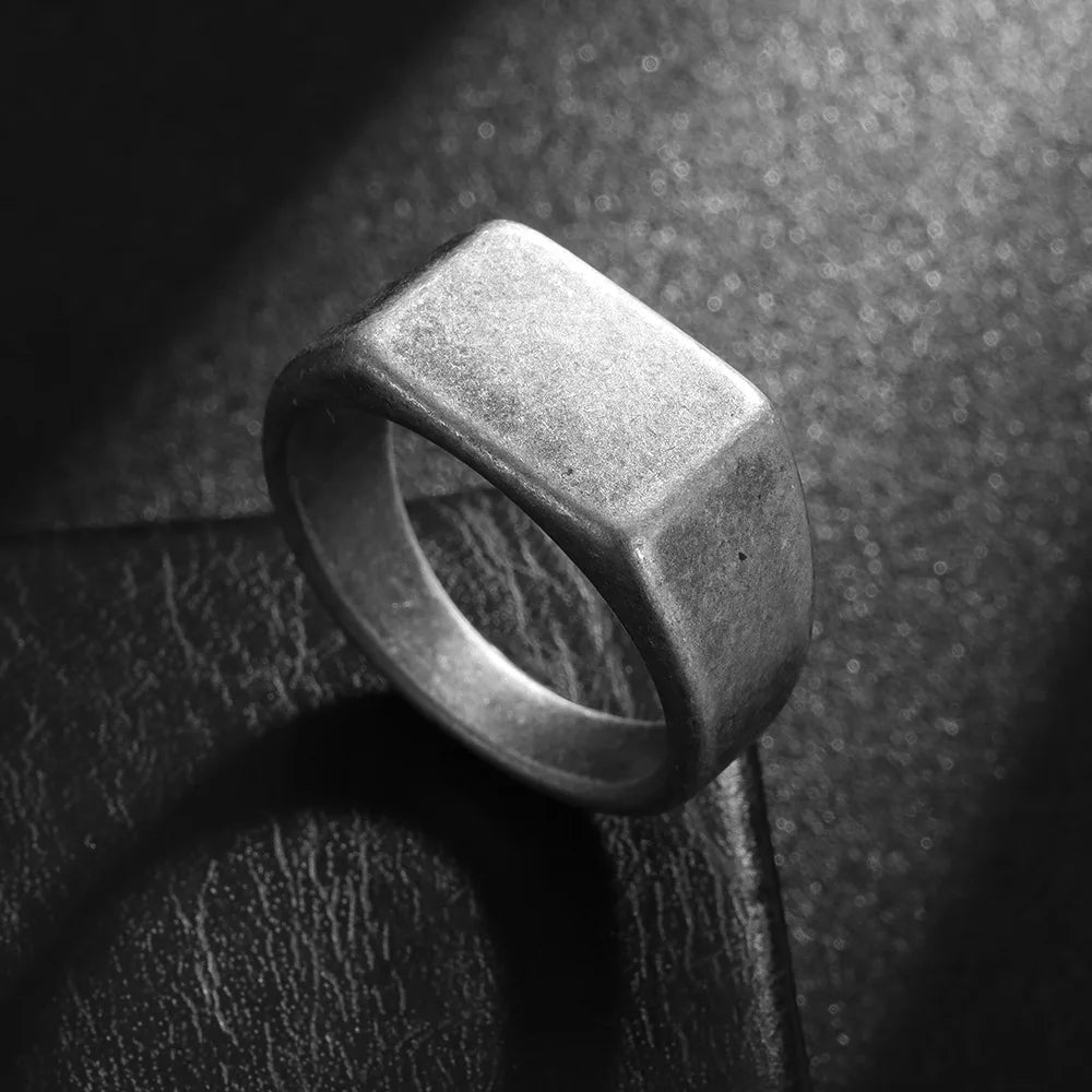 Viking Steel Ring 316L Rune Signet Vintage