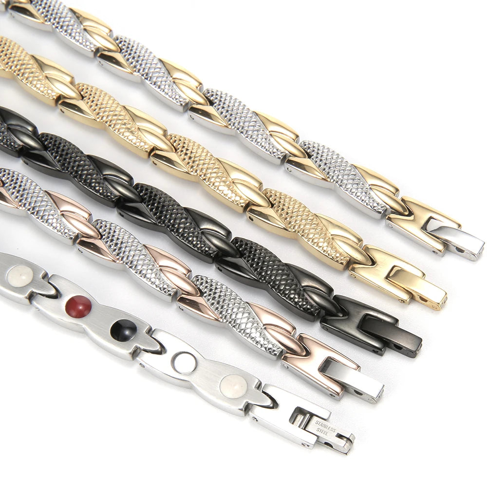 Cool Magnetic Therapy Bracelet for Man Women Waterproof Stainless Steel Snake Pattern Chain Bracelets Health Care Men's