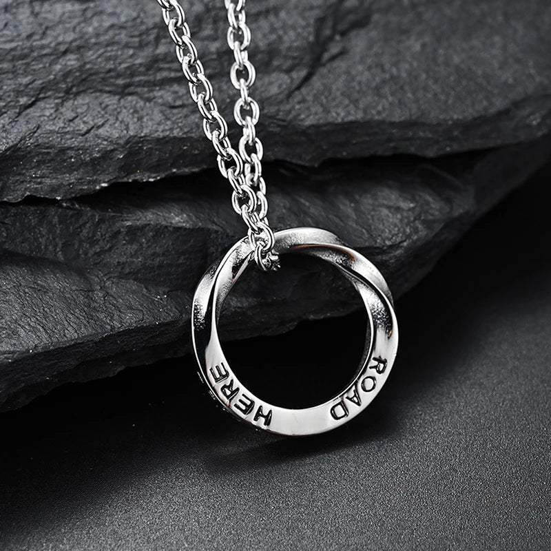 Silver Mobius Circle Pendant Necklace Stainless Steel
