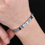 Never Scratched Tungsten Steel Men's Bracelets Black Silver Color 6MM Width H Style Link Chain Bracelet for Man Women
