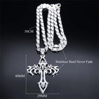 Gothic Cross Silver Pendant Flame Rock Colgante
