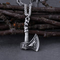 Viking Wolf and Crow Axe Pendant Retro Slavic Odin Amulet Men's Fashion Charm Stainless Steel Pendant Necklace Jewelry
