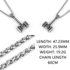 Nordic 316L Stainless Steel Thor's Hammer Pendant Necklace Men and Women Simple Creative Punk Amulet Necklace Jewelry