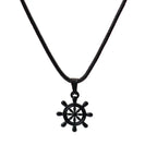 Marine Series Anchor Rudder Pendant Necklace Men Durable Wax Thread 24Inches Long Neck Jewelry Outdoor Surfing Beach