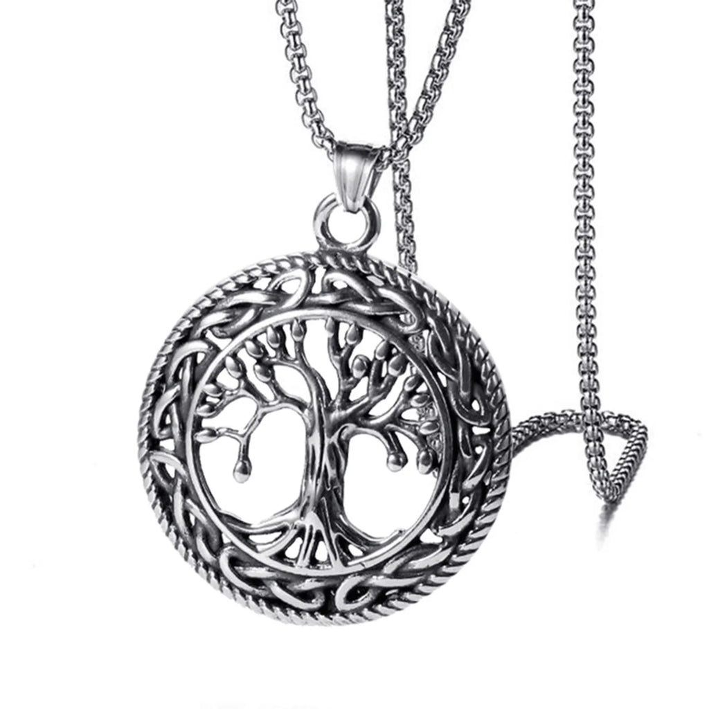 Viking Tree of Life Box Chain Pendant — SS