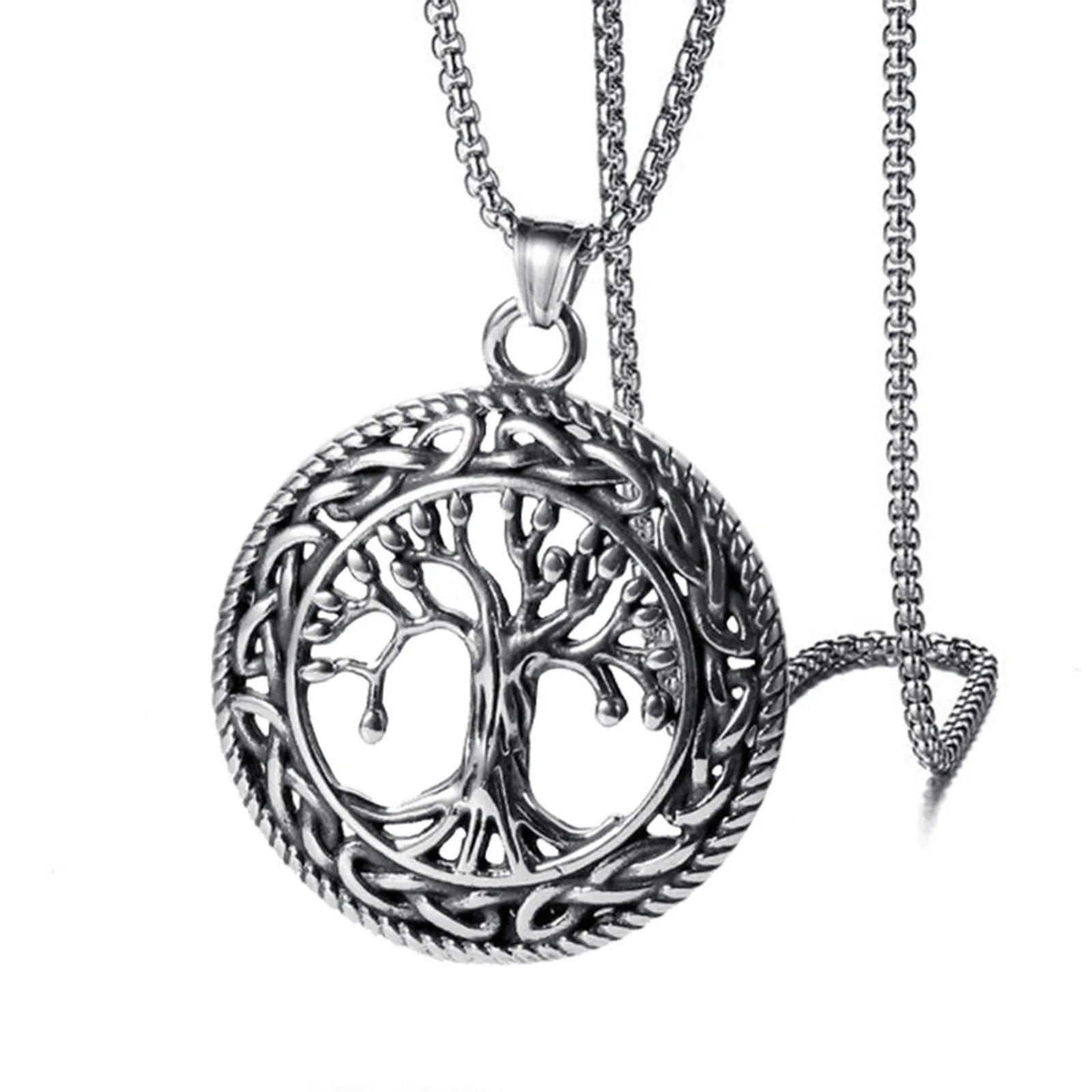 Viking Tree of Life Box Chain Pendant — SS