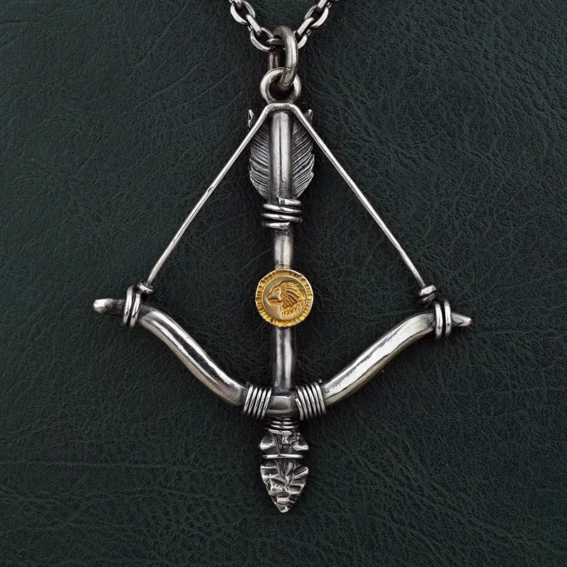 Buyee 925 Sterling Silver Male Big Pendant Chain Elegant Bow Arrow Necklace for Men Fashion Unique Fine Jewelry Chain