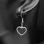 Gothic Heart Silver Earrings Punk Hoop Kpop Y2k