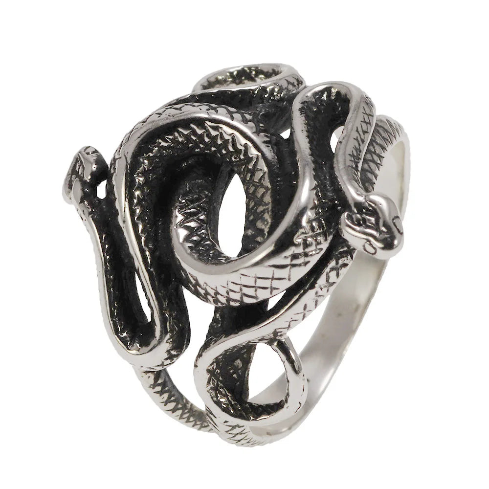 Real 925 Sterling Silver Snake Rings for Men Women TV Drama Natural Born Killers Retro Punk Fine Jewelry Best Gift For