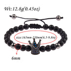 DOUVEI 6mm Pave Zircon Crown Weaving Bracelet Charm Men Black Matte Bracelets For Women Dropshipping ABL007