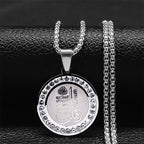 Muslim Islamic Religious Stainless Steel Crystal Necklace Women Islam Quran Allah Pendant Necklaces Arabic Jewelry