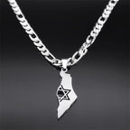 Israel Star of David Map Necklace — Stainless Steel