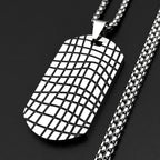 Grid Groove Dog Tag Pendant Necklace For Women Men Hip Hop Stainless Steel Male Punk Street Power Chain Jewelry